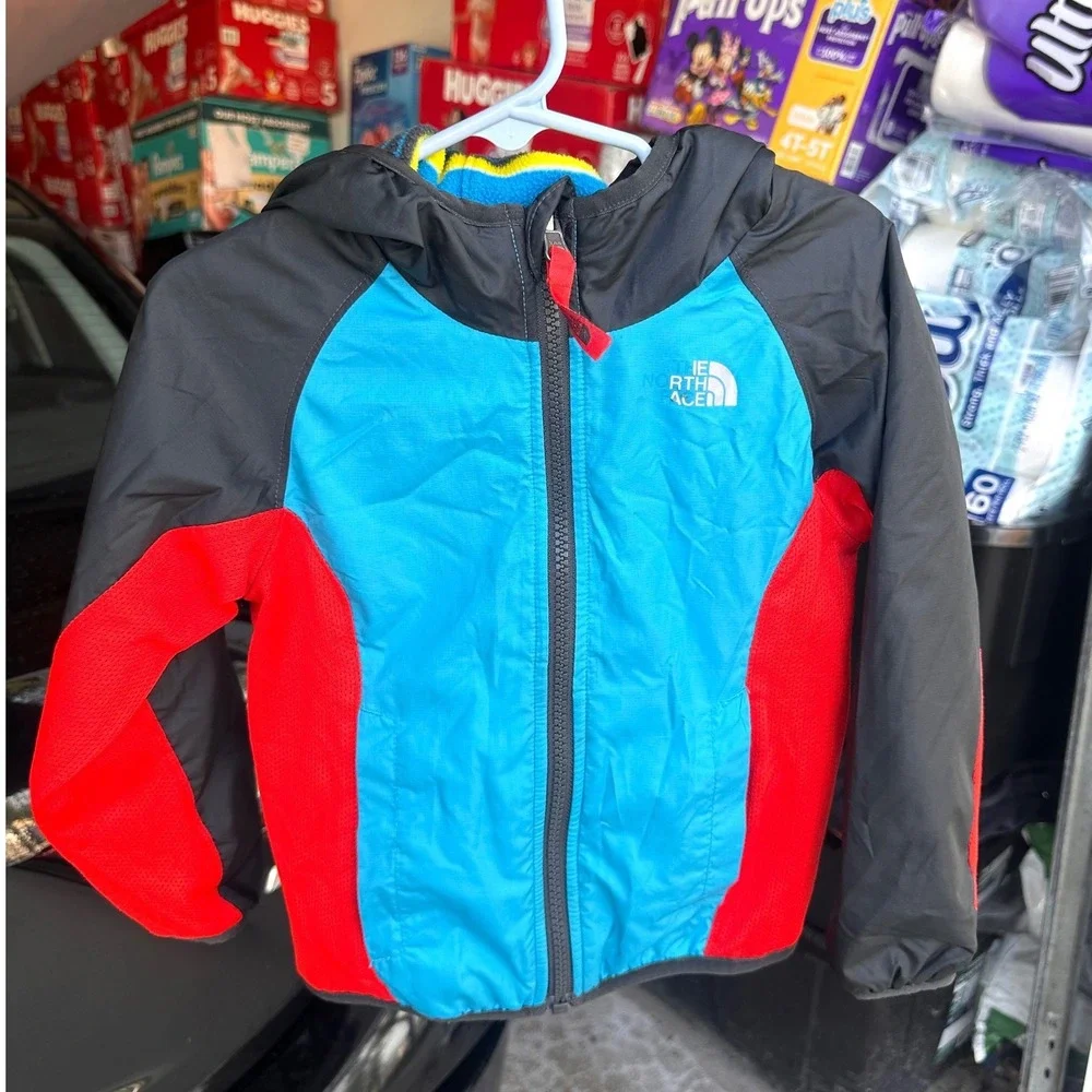 The North Face Kids Reversible Hooded Windbreaker Fleece Lined Jacket Size 3T